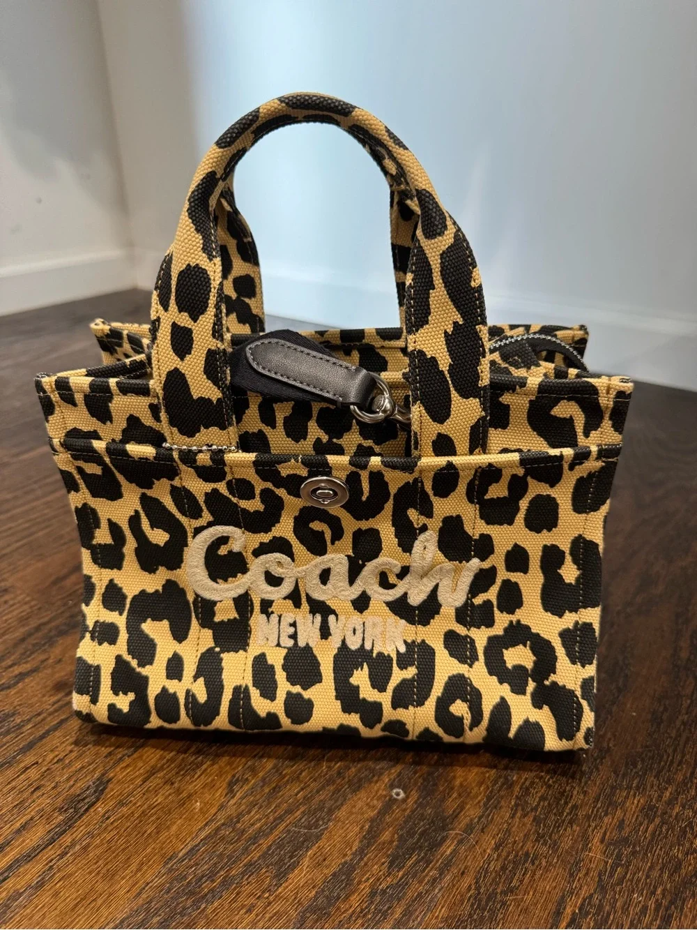 Coach Leopard-Print Canvas Mini Tote in Yellow and Black